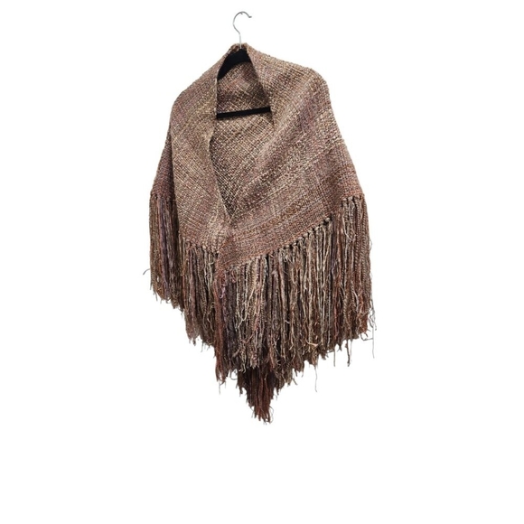 Vintage Mary Lynn OShea‎ Pink Gray Chenille Blend Woven Triangular Shawl Wrap - Picture 3 of 15